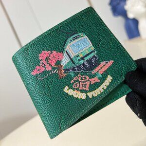 🌟Louis Vuitton Green Wallet • Train & Cherry Blossom Print • Brand New🌟